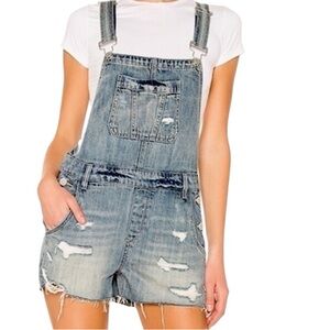 Denim Distressed Overalls. Stock photo slightly different.